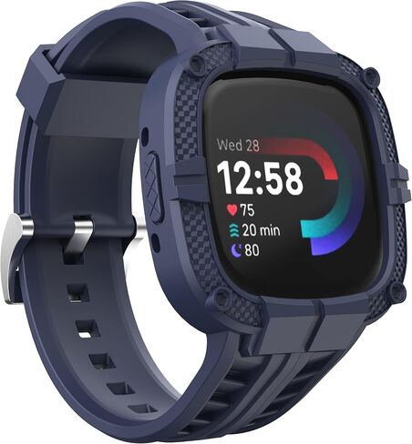 GELISHI متوافق مع Fitbit Versa 4/ Fitbit Sense 2 Bands للرجال، حافظة واقية متينة مع سوار معصم رياضي من مادة TPU in Saudi Arabia