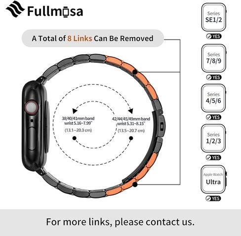 سوار ساعة Apple متوافق مع Fullmosa مقاس 49 مم 45 مم 44 مم 42 مم 41 مم 40 مم 38 مم، سوار iWatch من الفولاذ المقاوم للصدأ مع حافظة حزام معدني لسلسلة ساعات Apple Ultra 9 8 7 6 5 4 3 2 1 SE، 38 مم 40 مم 41 مم ذهبي وردي in Kuwait