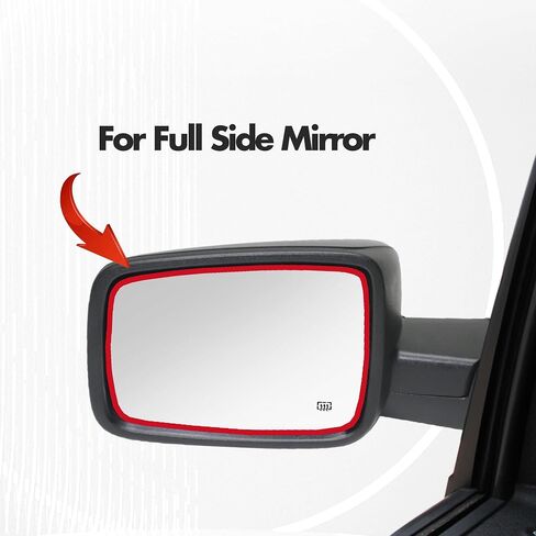 Compatible with Dodge Ram 1500 2500 Driver Side Mirror Glass, 2013 2014 2015 2016 2017 2018 - Left Side Replacement Tow Mirrors, Power Heated, Chrome, with Rear Holder, 68079362AA in Saudi Arabia