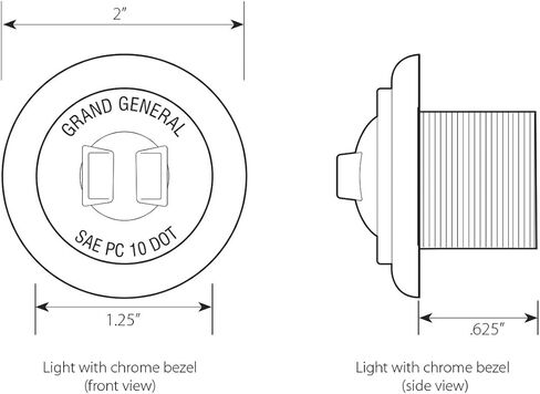 GG Grand General 75223 1-1/4" مصباح LED صغير مزدوج الوظيفة مع إطار بلاستيكي من الكروم للشاحنات والسحب والمقطورات والمركبات ATVs وUTVs وRVs in Saudi Arabia