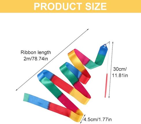 6 Pcs Dance Ribbons, Rainbow Streamers Ribbon Dancer Wand, 78.74 inch Streamers for Dance Long Dance Ribbon, Dance Streamers for Kids Artistic Dancing Training(Size:30 cm) in Saudi Arabia