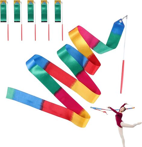 6 Pcs Dance Ribbons, Rainbow Streamers Ribbon Dancer Wand, 78.74 inch Streamers for Dance Long Dance Ribbon, Dance Streamers for Kids Artistic Dancing Training(Size:30 cm) in Saudi Arabia