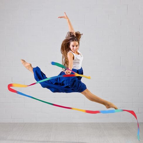 6 Pcs Dance Ribbons, Rainbow Streamers Ribbon Dancer Wand, 78.74 inch Streamers for Dance Long Dance Ribbon, Dance Streamers for Kids Artistic Dancing Training(Size:30 cm) in Saudi Arabia