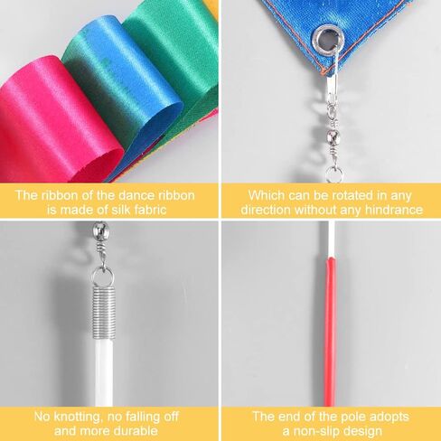 6 Pcs Dance Ribbons, Rainbow Streamers Ribbon Dancer Wand, 78.74 inch Streamers for Dance Long Dance Ribbon, Dance Streamers for Kids Artistic Dancing Training(Size:30 cm) in Saudi Arabia