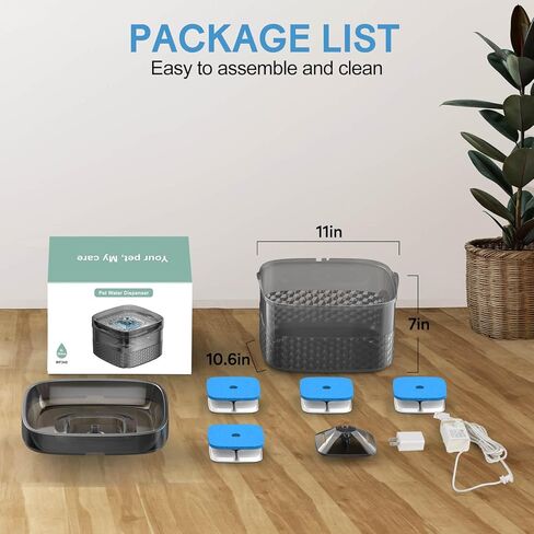 نافورة مياه للكلاب الكبيرة سعة 2.4 جالون/304 أونصة/ 9 لتر من بيتيزر، موزع وعاء مياه أوتوماتيكي للكلاب، نافورة شرب للقطط مع 4 مرشحات، نافورة للحيوانات الأليفة للقطط والكلاب والحيوانات الأليفة المتعددة، فائقة الهدوء in Kuwait