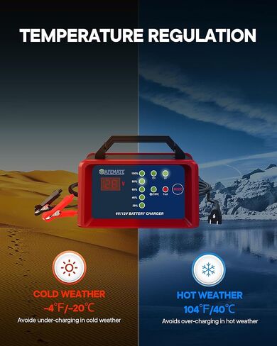 شاحن بطارية سيارة 2A/5A، شاحن أوتوماتيكي بالكامل 6V/12V، مع وضع الشتاء، لسيارة شاحنة دراجة نارية جزازة العشب قارب بطاريات حمض الرصاص البحرية in Kuwait