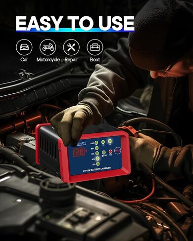 شاحن بطارية سيارة 2A/5A، شاحن أوتوماتيكي بالكامل 6V/12V، مع وضع الشتاء، لسيارة شاحنة دراجة نارية جزازة العشب قارب بطاريات حمض الرصاص البحرية in Kuwait