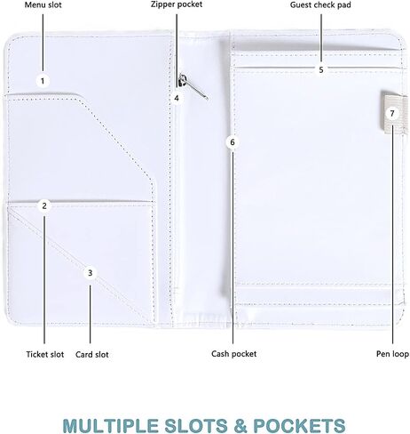 Server Book, Waitress Book, Server Books for Waitress, 5X8 Inch Guest Check Books for Servers, Cute Server Book with Zipper Pocket, Server Notepad Holder, Serving Book, Growing Floral in Saudi Arabia