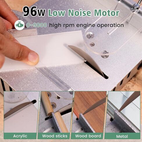 Huanyu Mini Table Saw 96W 9000RPM Hobby Electric Saw 7-Level Speed Adjustable 0-90 Angle 15MM Cutting Depth with Blade Model DIY Crafts Cutting Tool for Precision Cut Metal Wood Plastic Acrylic in Kuwait