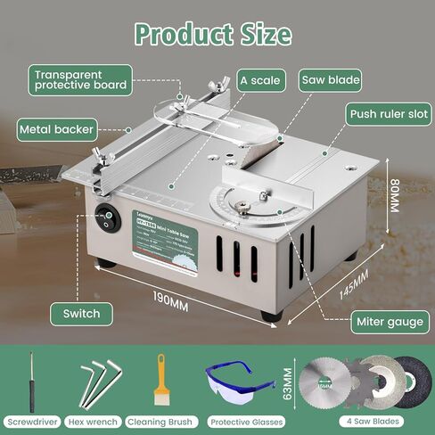 Huanyu Mini Table Saw 96W 9000RPM Hobby Electric Saw 7-Level Speed Adjustable 0-90 Angle 15MM Cutting Depth with Blade Model DIY Crafts Cutting Tool for Precision Cut Metal Wood Plastic Acrylic in Kuwait