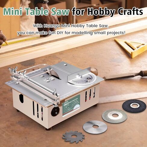 Huanyu Mini Table Saw 96W 9000RPM Hobby Electric Saw 7-Level Speed Adjustable 0-90 Angle 15MM Cutting Depth with Blade Model DIY Crafts Cutting Tool for Precision Cut Metal Wood Plastic Acrylic in Kuwait