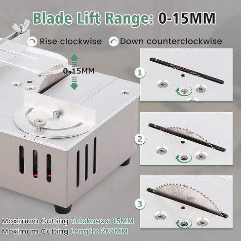 Huanyu Mini Table Saw 96W 9000RPM Hobby Electric Saw 7-Level Speed Adjustable 0-90 Angle 15MM Cutting Depth with Blade Model DIY Crafts Cutting Tool for Precision Cut Metal Wood Plastic Acrylic in Kuwait