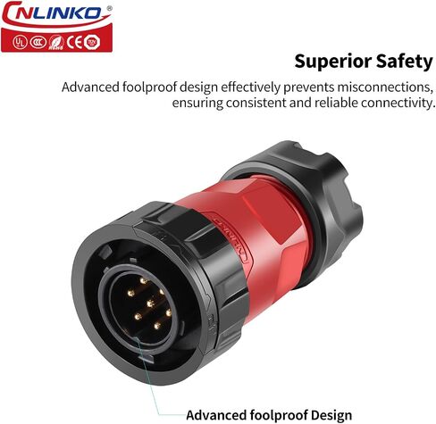 CNLINKO YM-20 موصل مقاوم للماء بفتحة واحدة مع تصميم مقسم PIN، موصل دائري IP68، موصل الطيران سريع التوصيل، موصل بيانات الطاقة M20 (4 PIN) in Saudi Arabia