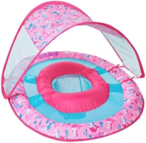 SwimWays Baby Spring Float Sun Canopy - Pink Mermaid Unicorn - 9-24 Months in Saudi Arabia