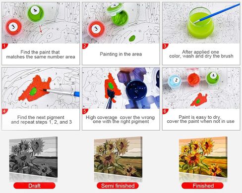 Paint by Numbers Kit for Adults, Thai Elephants Paint by Numbers, Majestic Elephants Adults' paint-by-Number Kits, Blossom Flowers Adult Paint by Number Kits, 16X20 Inch Flameless Paint by Numbers in Kuwait