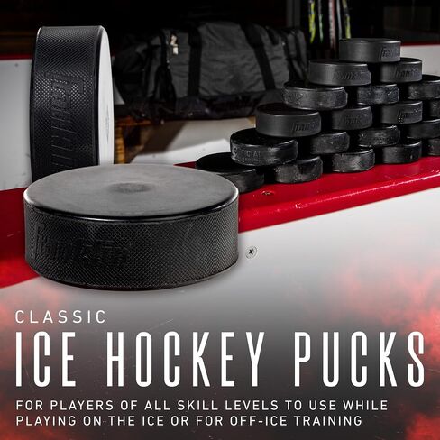 Franklin Sports Ice Hockey Pucks Official Size + Weight Hockey Pucks - Perfect for Rinks + Synthetic Ice Pads - 3 Puck Bulk Set in Saudi Arabia