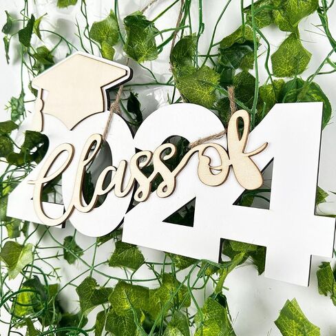 Class of 2024 Wooden Sign Graduation Party Decorations 2024 Gold Graduation Hanging Door Sign Graduation Photo Booth Props for Graduation Party Supplies in Saudi Arabia