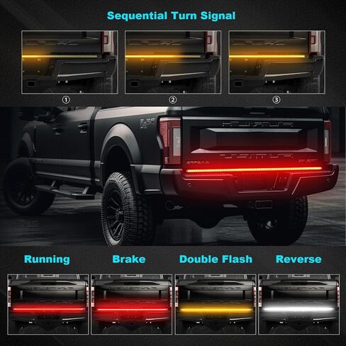 48 In LED Tailgate Light Bar for Pickup- IP68 Waterproof Plug-and-Play Folded,Full Function Reverse Brake Running,Rear Tailgate Brake Light Bar for Truck,Cars Trailer (48 inch) in Saudi Arabia