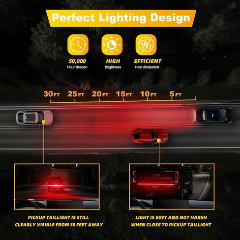 48 In LED Tailgate Light Bar for Pickup- IP68 Waterproof Plug-and-Play Folded,Full Function Reverse Brake Running,Rear Tailgate Brake Light Bar for Truck,Cars Trailer (48 inch) in Saudi Arabia