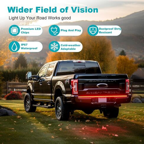 48 In LED Tailgate Light Bar for Pickup- IP68 Waterproof Plug-and-Play Folded,Full Function Reverse Brake Running,Rear Tailgate Brake Light Bar for Truck,Cars Trailer (48 inch) in Saudi Arabia