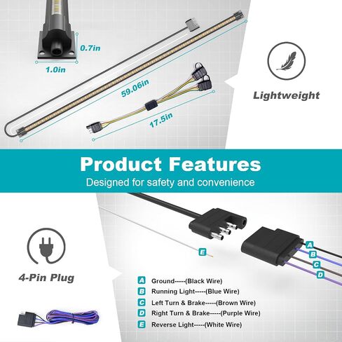 48 In LED Tailgate Light Bar for Pickup- IP68 Waterproof Plug-and-Play Folded,Full Function Reverse Brake Running,Rear Tailgate Brake Light Bar for Truck,Cars Trailer (48 inch) in Saudi Arabia