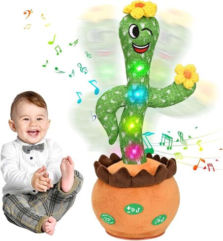 Cactus Baby Toys Boy Girl Gifts, Talking Singing Mimicking Cactus Plush Toy with Light Up, Infant Babies Toddler Kids Interactive Musical Toys, Recording+Dance+Sing English Songs+Repeat What You Say in Kuwait