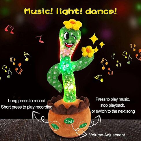 Cactus Baby Toys Boy Girl Gifts, Talking Singing Mimicking Cactus Plush Toy with Light Up, Infant Babies Toddler Kids Interactive Musical Toys, Recording+Dance+Sing English Songs+Repeat What You Say in Kuwait