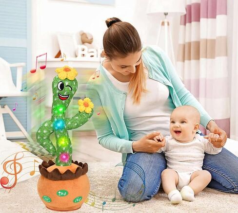 Cactus Baby Toys Boy Girl Gifts, Talking Singing Mimicking Cactus Plush Toy with Light Up, Infant Babies Toddler Kids Interactive Musical Toys, Recording+Dance+Sing English Songs+Repeat What You Say in Kuwait