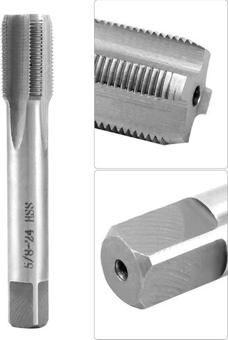 QWORK 5/8"-24 مجموعة الصنبور والقالب، مع قالب دائري 22LR 223 5.56 9 مم، أداة صنبور خيط اليد اليمنى من الفولاذ عالي السرعة in Kuwait
