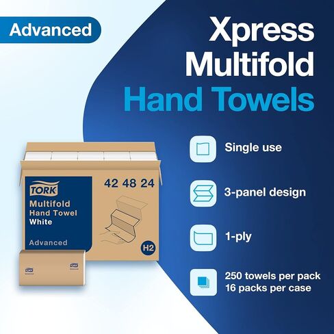 Tork Multifold Hand Towel White H2, Advanced, 12 x 250 towels, 424874 in Saudi Arabia
