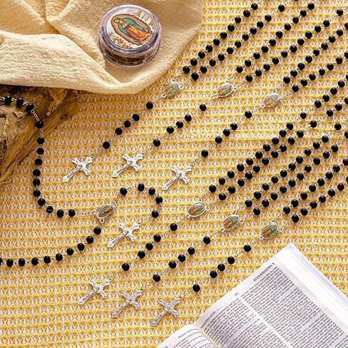 Jadive 100 Pcs Our Lady of Guadalupe Scented Rosary Beads Necklace with Gift Box Wooden Bead Rosary Necklace with Crucifix First Communion Baptism Beaded Necklace Favor in Saudi Arabia