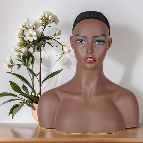 Wig Head Mold - Stylish and Realistic Mannequin Head with Shoulders, Simple and Easy to Use for Fashion Enthusiasts in Kuwait