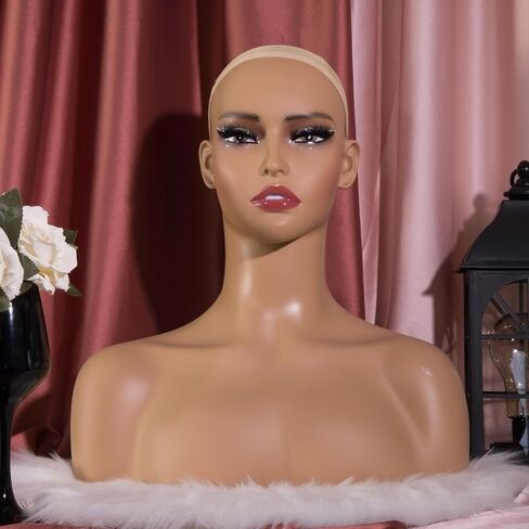 Wig Head Mold - Stylish and Realistic Mannequin Head with Shoulders, Simple and Easy to Use for Fashion Enthusiasts in Kuwait