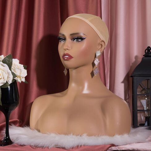 Wig Head Mold - Stylish and Realistic Mannequin Head with Shoulders, Simple and Easy to Use for Fashion Enthusiasts in Kuwait