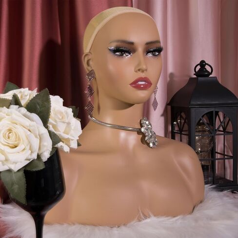 Wig Head Mold - Stylish and Realistic Mannequin Head with Shoulders, Simple and Easy to Use for Fashion Enthusiasts in Kuwait