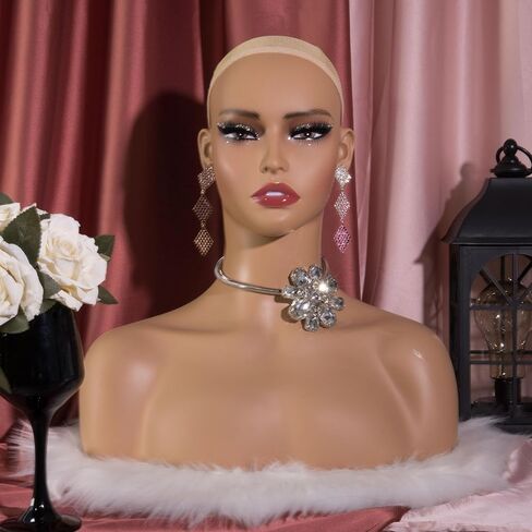 Wig Head Mold - Stylish and Realistic Mannequin Head with Shoulders, Simple and Easy to Use for Fashion Enthusiasts in Kuwait