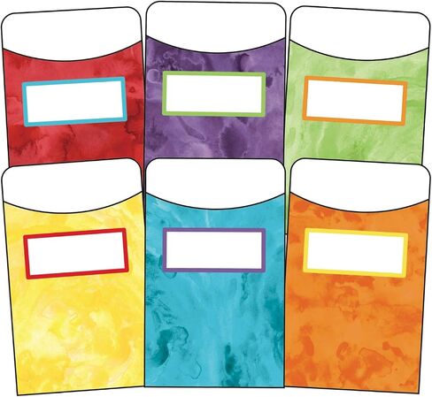Carson Dellosa 36-Piece Colorful Library Pockets Bulletin Board Cutouts, Library Pocket Classroom Cutouts for Bulletin Board, Classroom Labels, Library Décor, Reading & Language Arts Classroom Décor in Saudi Arabia