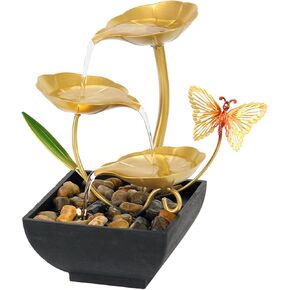 Water Fountain Indoor Metal Tabletop Fountain Waterfall 3-Tier Small Desk Waterfall Fountain for Home Decoration in Saudi Arabia