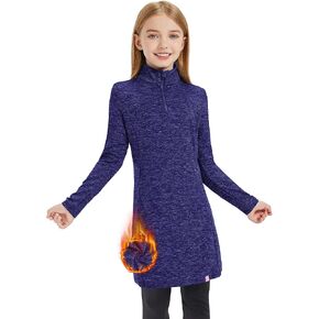 Soneven Girls' Winter Fleece Dress 1/4 Zip Thermal Tunic Sweatshirt Dress Outfits Pocket in Kuwait