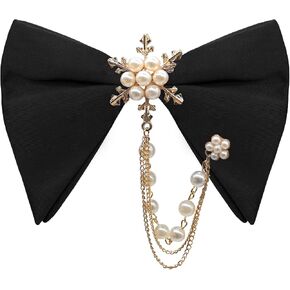 Oversized Bow Ties for Men, Pre-tied Bowtie with Pearl Adjustable Mens Bow Tie for Wedding Party Banquet Prom in Saudi Arabia