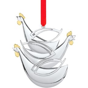 اسم 12 يومًا من زخرفة عيد الميلاد - الحجل في شجرة الكمثرى | زخرفة معلقة لديكور المنزل في عيد الميلاد | مقاس 2.5 سم × 4 سم | مصنوعة من طبق من الفضة والذهب | صمم بواسطة مايك التوماري in Kuwait