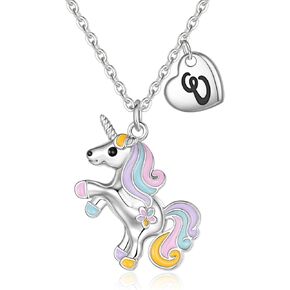 Unicorn Necklace Gifts for Girls - Colorful Initial Unicorn Necklace for Girls Teens Little Girl Jewelry Birthday Gifts in Kuwait