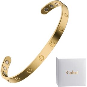 CALMI - Magnetic Wellness Bacelet with Adjustable Stainless Steel Design - 18K Gold-Plated - Wearable Magnetic Field Accessory for General Wellbeing | Unisex (Gold) in Kuwait