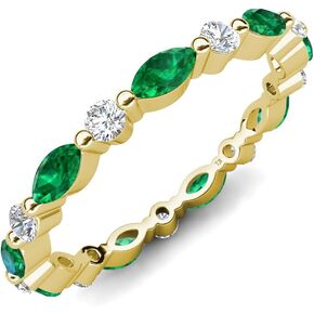 0.95 CTW Marquise Emerald و Round Lab Grown Diamond Women Band Band Band -internity in 14k Gold in Kuwait