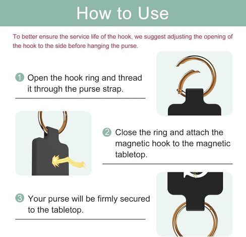 Magnetic Purse Holder with Strong Magnetism, Heavy Duty Handbag Hanger for Table, Locker Room, Restroom, and More - Stylish Floral Purse Hook for Women(Black) in Saudi Arabia