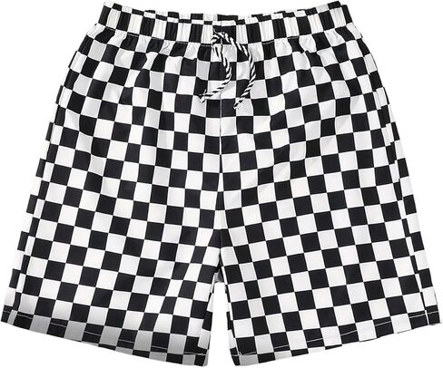 WDIRARA Boy's Plaid Checkered Shorts Elastic Waist Athletic Workout Gym Shorts in Saudi Arabia
