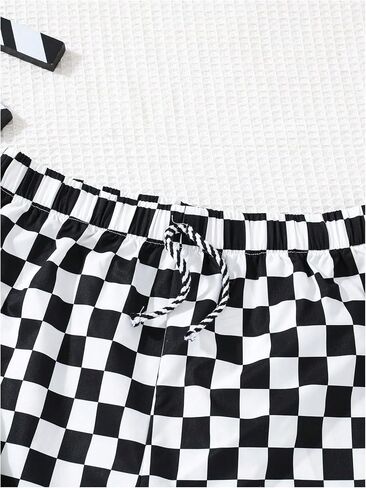 WDIRARA Boy's Plaid Checkered Shorts Elastic Waist Athletic Workout Gym Shorts in Saudi Arabia