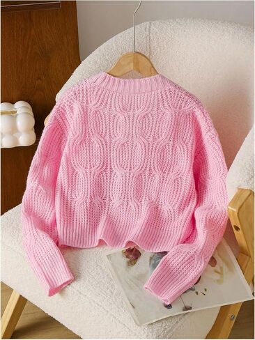 SOLY HUX Girl's Cute Bow Cardigan Sweater Button Down V Neck Long Sleeve Knit Cardigans in Saudi Arabia