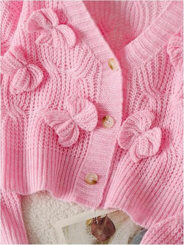 SOLY HUX Girl's Cute Bow Cardigan Sweater Button Down V Neck Long Sleeve Knit Cardigans in Saudi Arabia