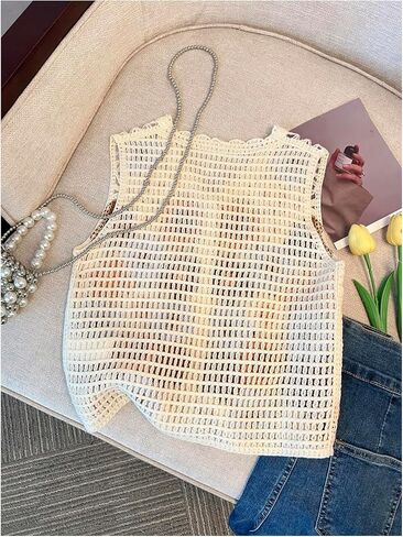 SOLY HUX Girl's Floral Crochet Sweater Vest V Neck Sleeveless Button Down Knit Cardigan in Saudi Arabia